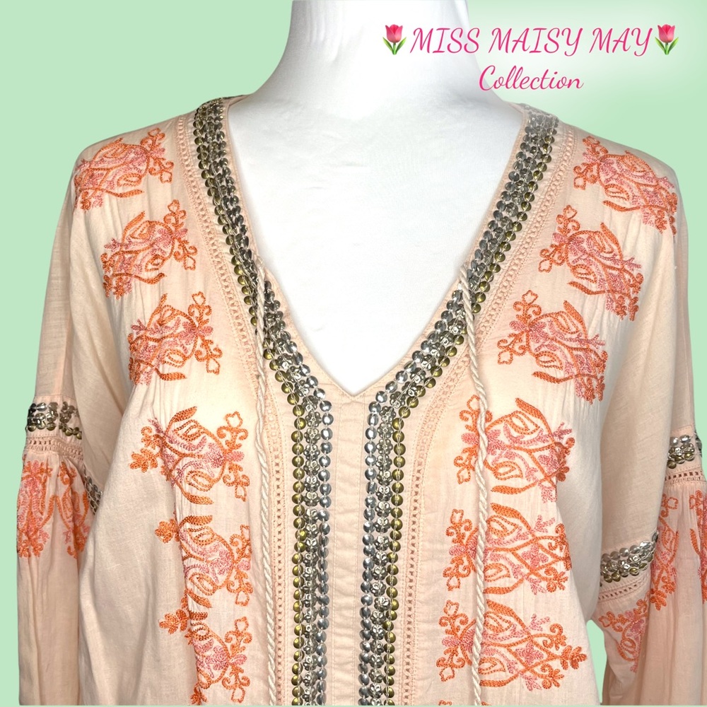 🍑JUST PEACHY🍑 Sundance, Sz L, Embellished - Beading, Sequins, Embroidery